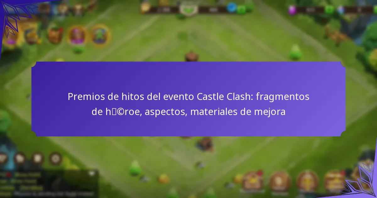 Premios de hitos del evento Castle Clash: fragmentos de héroe, aspectos, materiales de mejora