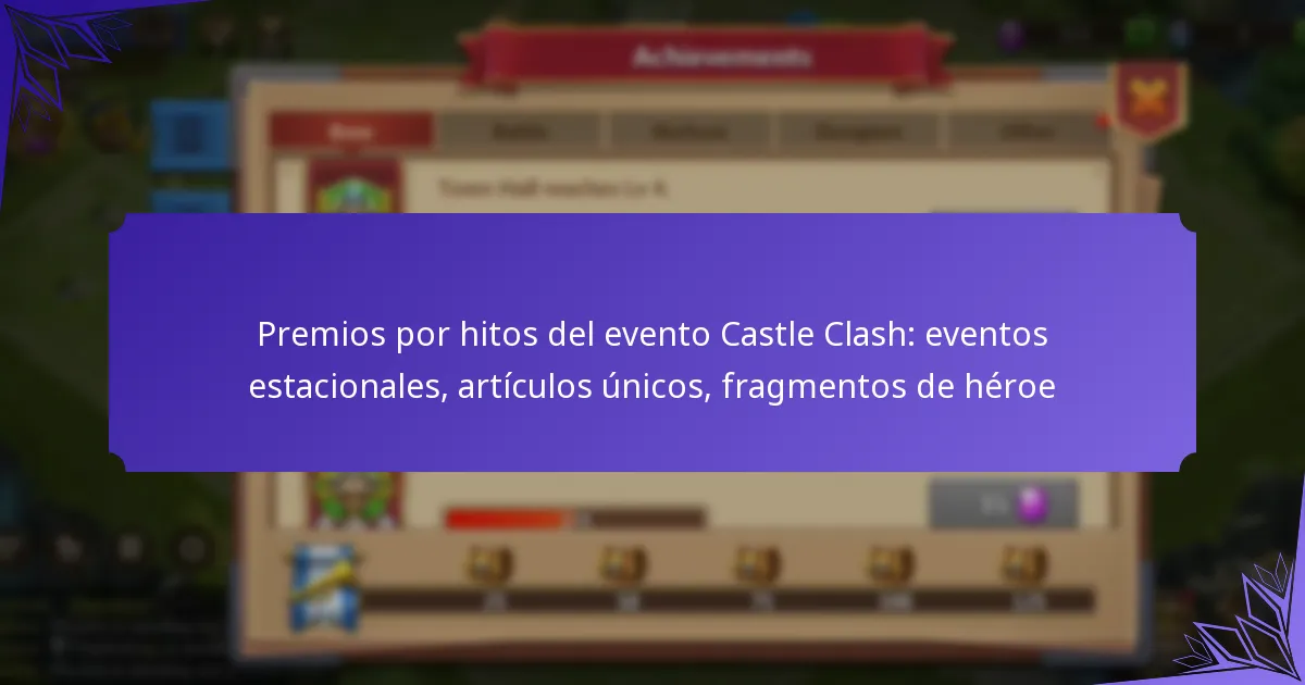 Premios por hitos del evento Castle Clash: eventos estacionales, artículos únicos, fragmentos de héroe